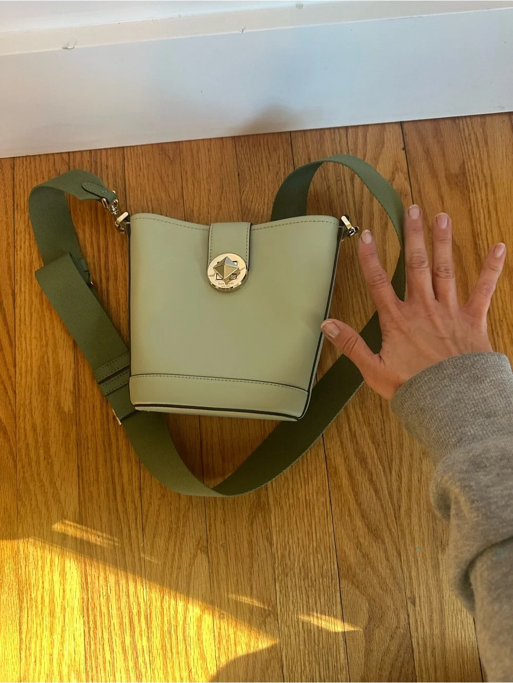 kate spade Mint Green Crossbody Bucket Bag with Wide Strap